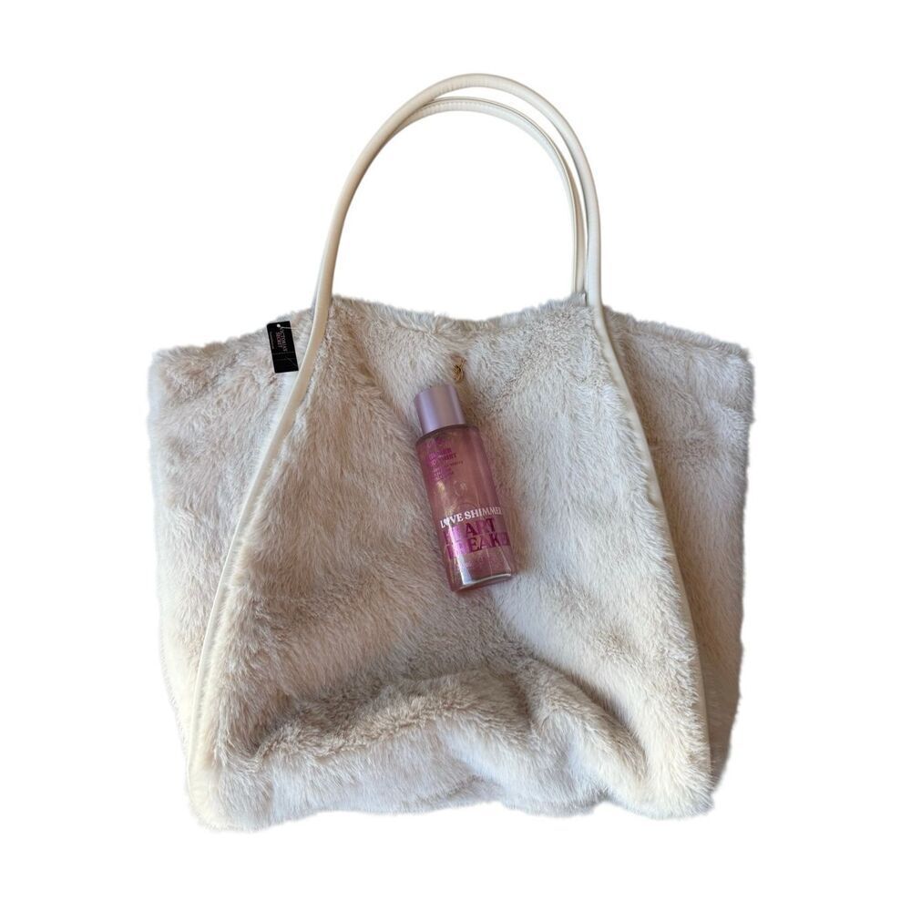 Victoria’s Secret Beige Faux For Tote Bag & Shimmer Body Spray - Picture 2 of 12